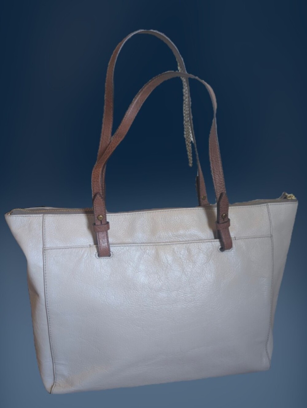 Fossil Rachel Taupe Gray Leather Tote Bag